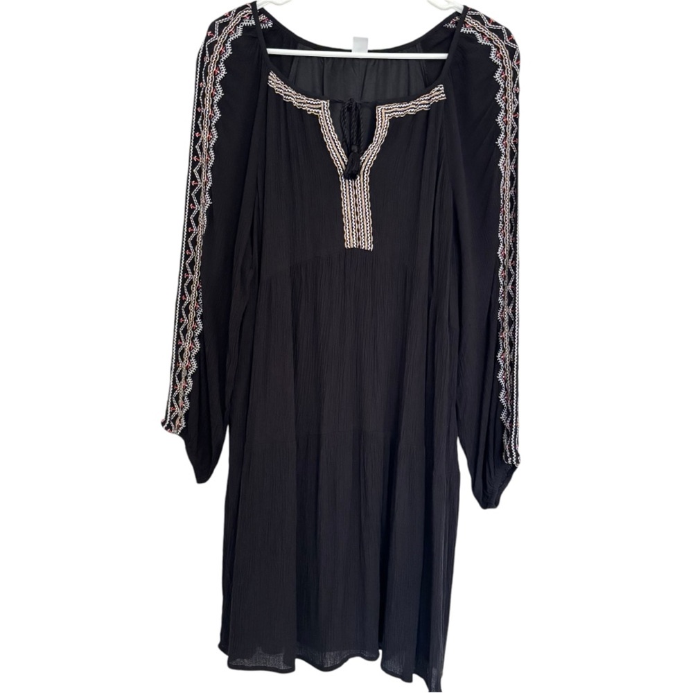Old Navy Embroidered  Gauzy XXL Black Dress - Viscose - Picture 5 of 15